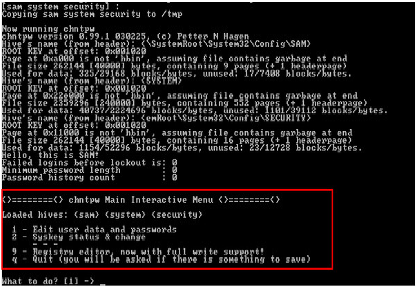 offline nt password registry editor