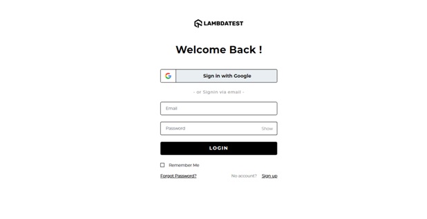 LambdaTest login